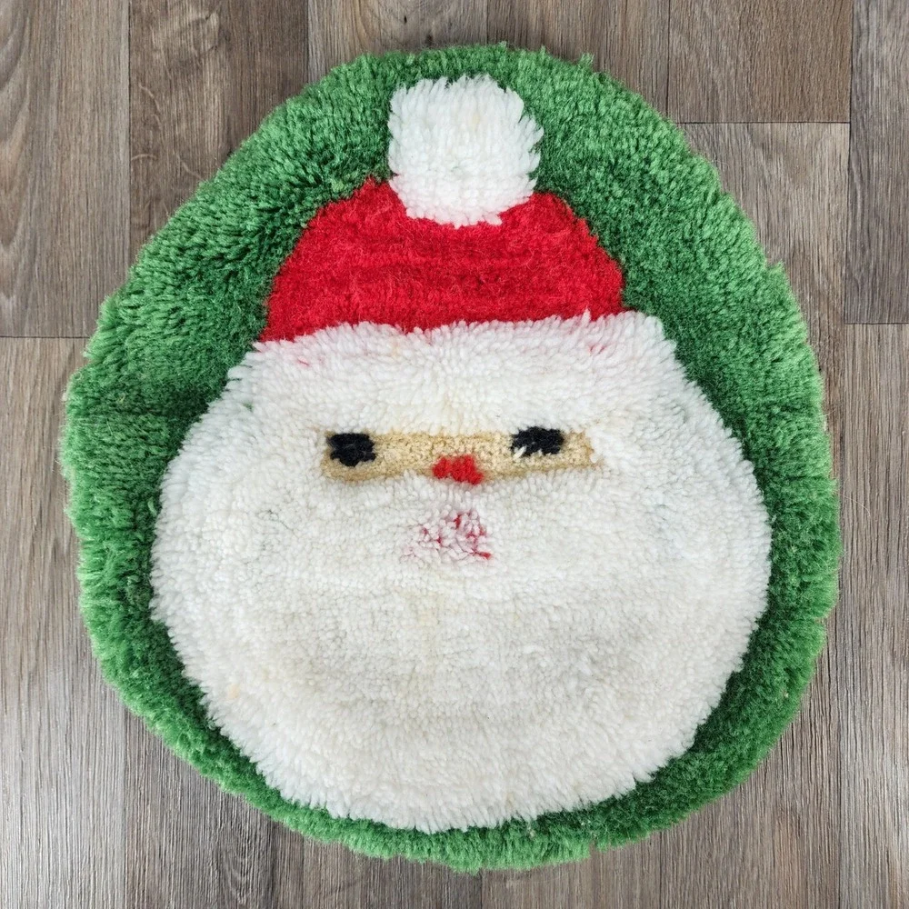 Vintage Santa Face Toilet Seat Cover‎ Hook Rug Christmas Holiday Decor